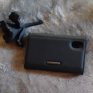 Rebecca Minkoff Black Leather Tri-Fold Phone Case With Card Holders